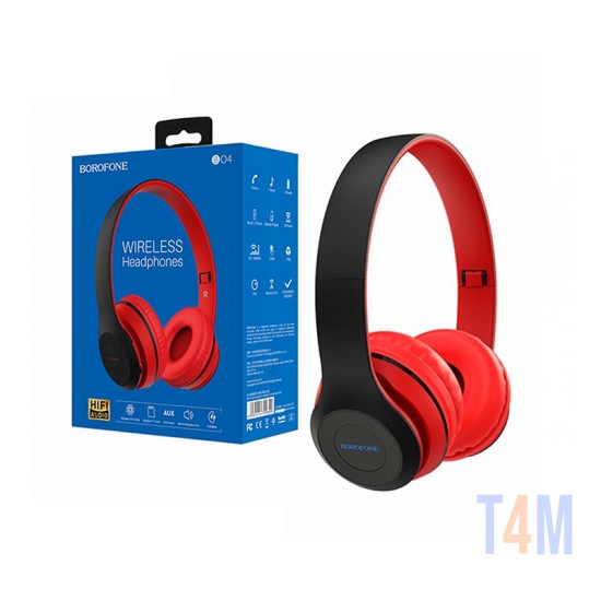 HEADPHONE BOROFONE BO4 WITH TF CARD FUNCTION, AUX PLAY MODE RED